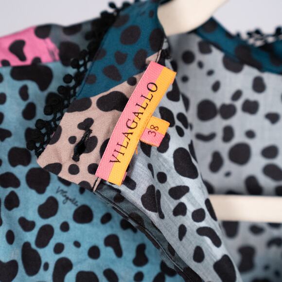 Vilagallo Women's Multicolor Animal Print Top US Size SMALL Colorful Playful Fun - Picture 9 of 10